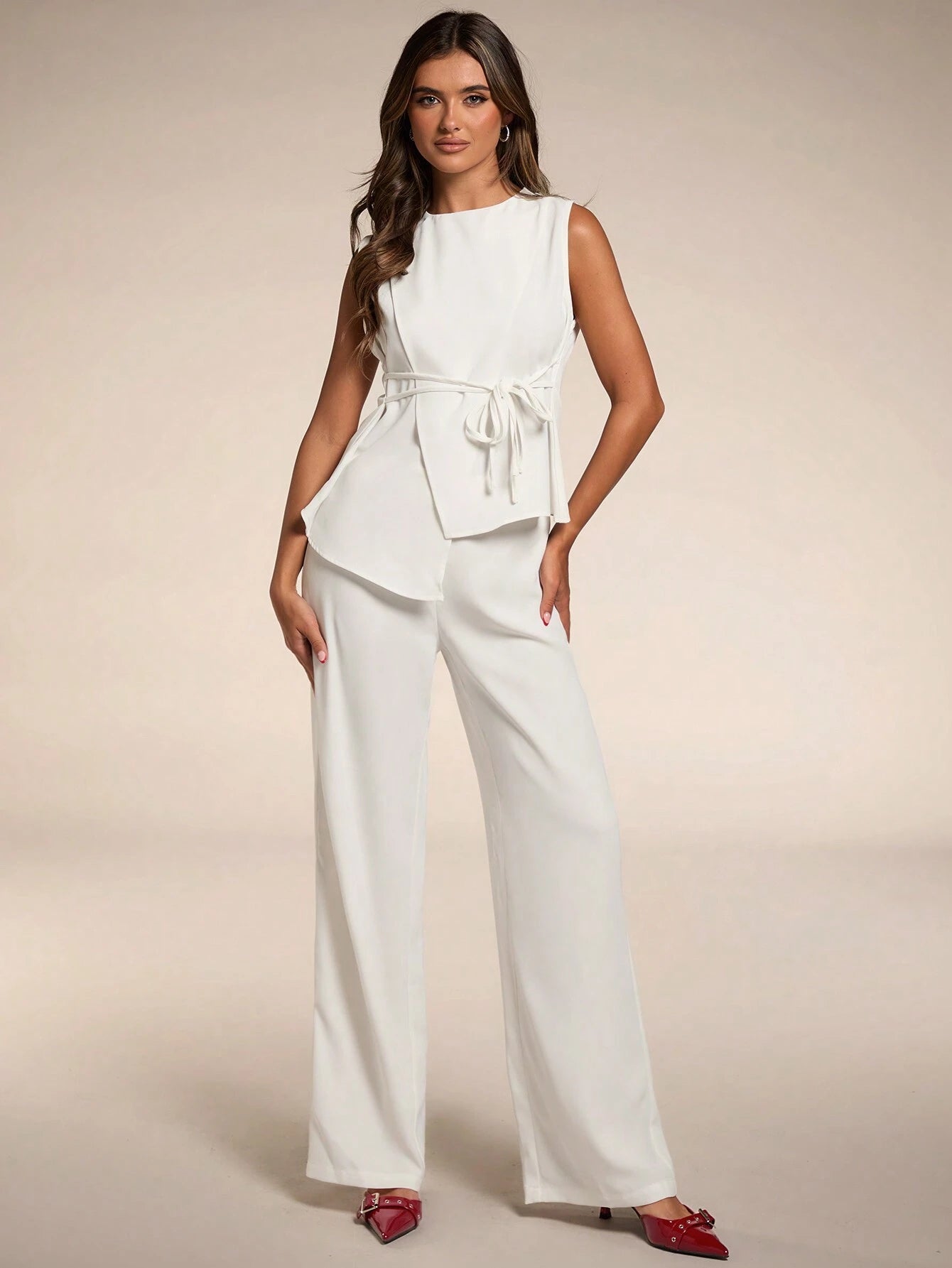 BAE Women'S Summer Casual Solid Color Asymmetric Hem Vest Blazer& and Pants Set Business Women Clothes Sexy Office Siren Women Two Pieces Sets Old Money Style Teacher Outfits Fall Women Outfits