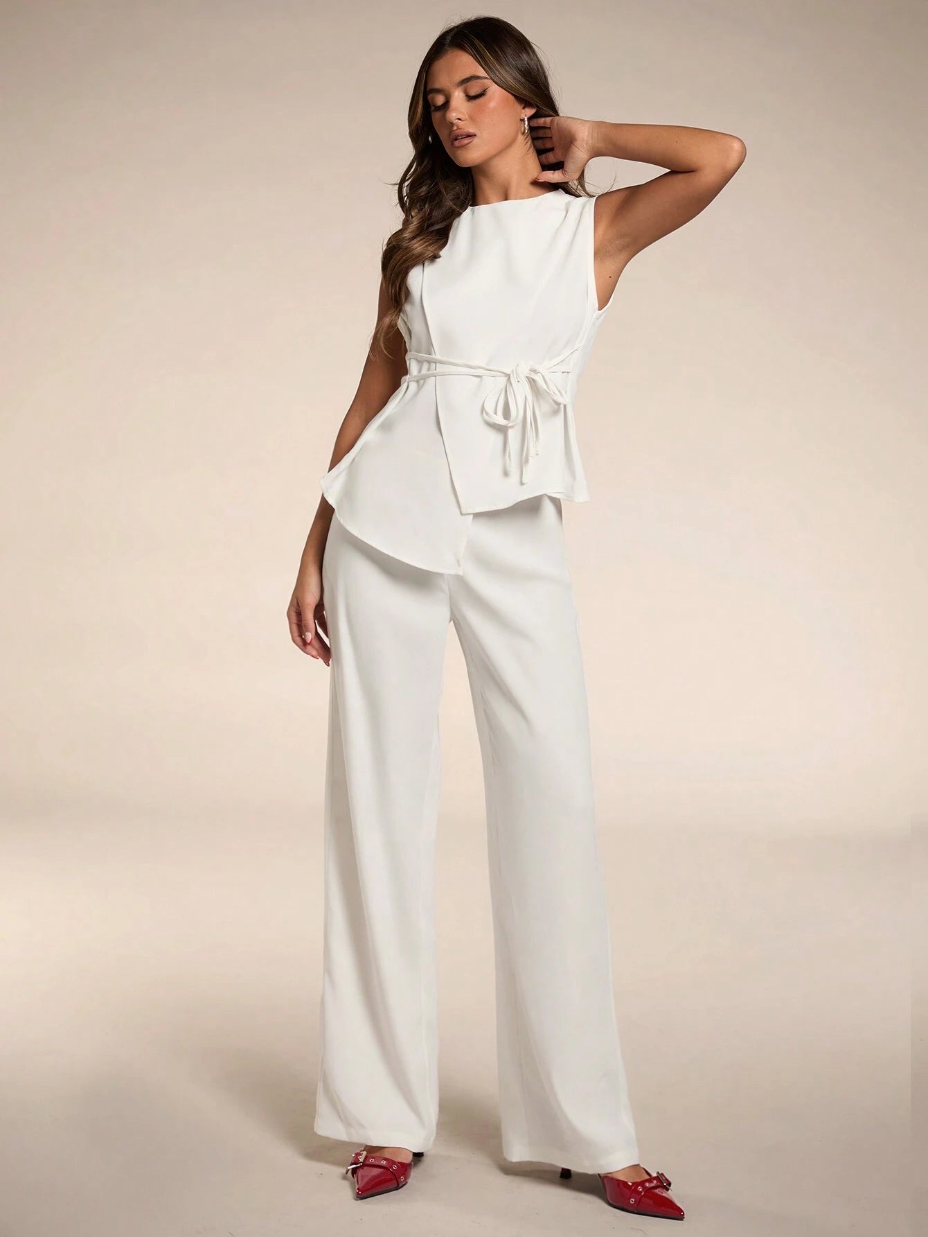 BAE Women'S Summer Casual Solid Color Asymmetric Hem Vest Blazer& and Pants Set Business Women Clothes Sexy Office Siren Women Two Pieces Sets Old Money Style Teacher Outfits Fall Women Outfits