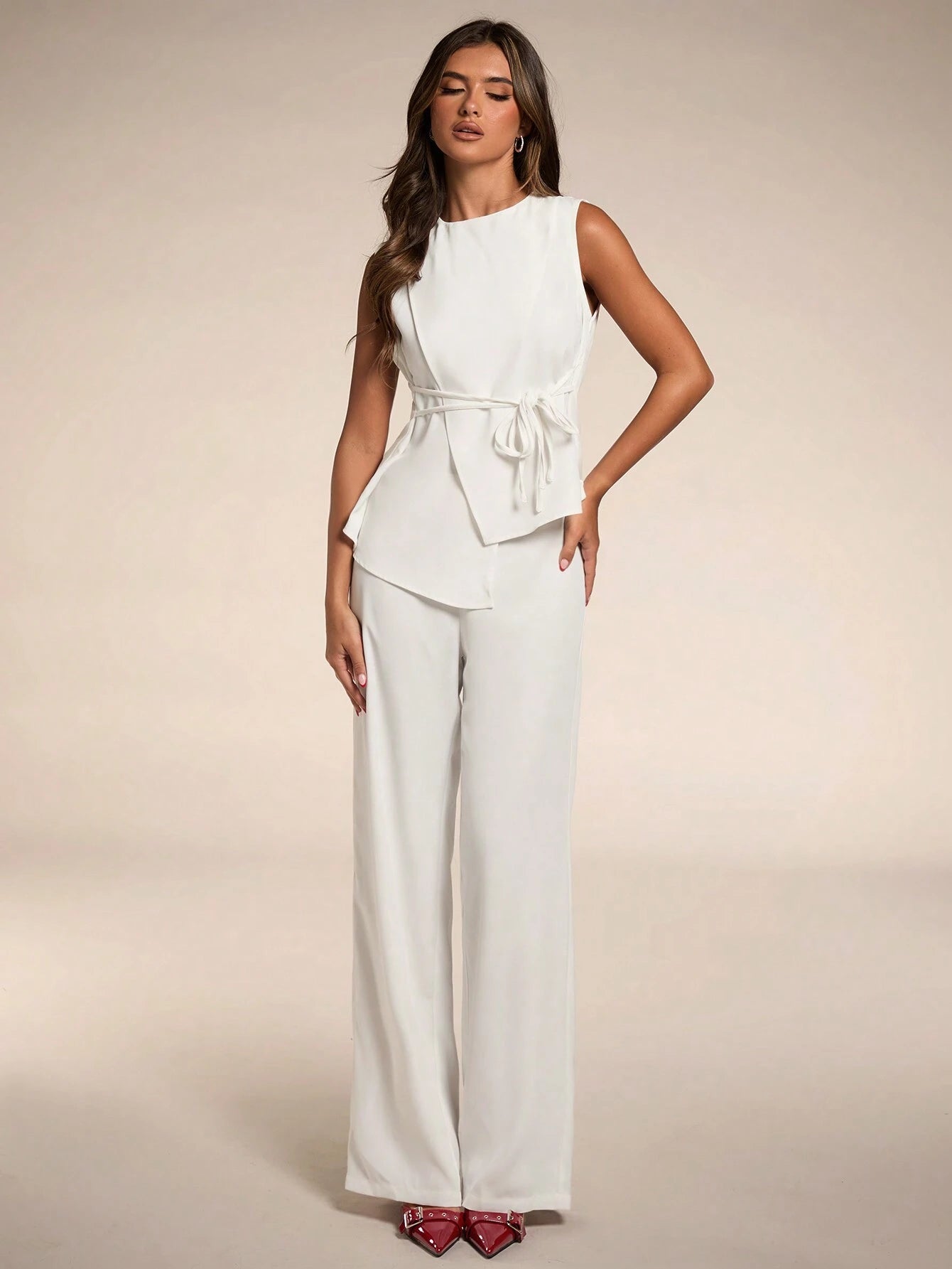 BAE Women'S Summer Casual Solid Color Asymmetric Hem Vest Blazer& and Pants Set Business Women Clothes Sexy Office Siren Women Two Pieces Sets Old Money Style Teacher Outfits Fall Women Outfits