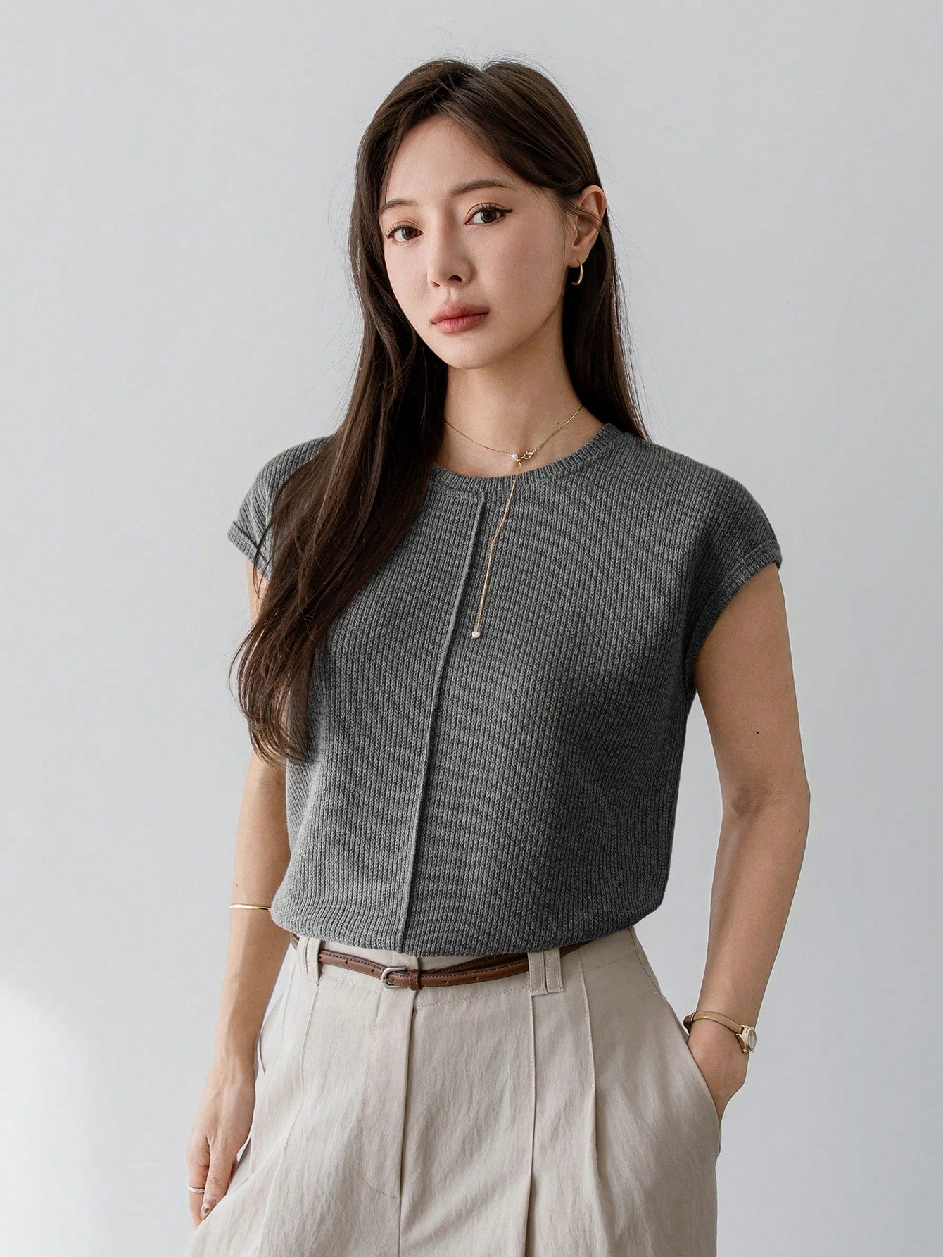 Dazy-Less Women'S Casual Solid Color Patchwork Short Sleeve T-Shirt, Summer Business Casual Women