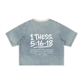 Unisex Vintage Wash Boxy Raw Hem Denim T-Shirt