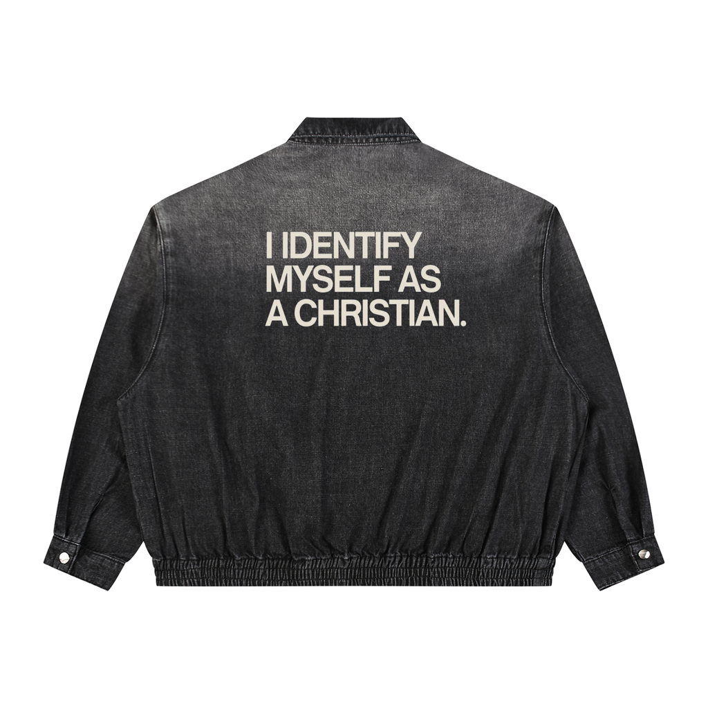 Unisex Vintage Wash Full-Zip Denim Jacket