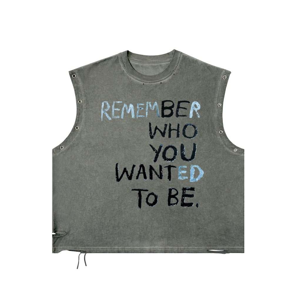 Distressed Grommet Eyelet Tank Top