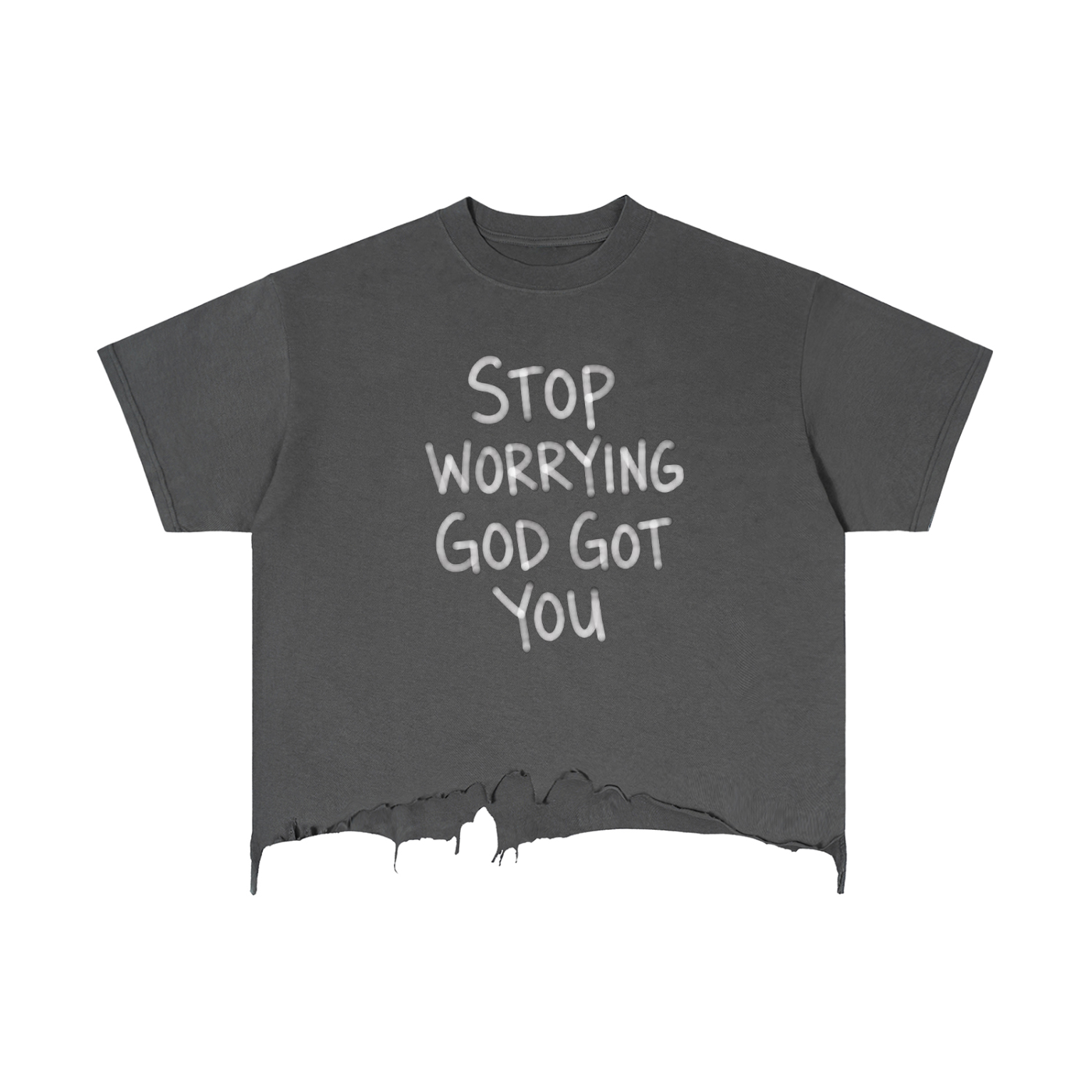 Vintage Wash Boxy Distressed Hem T-Shirt