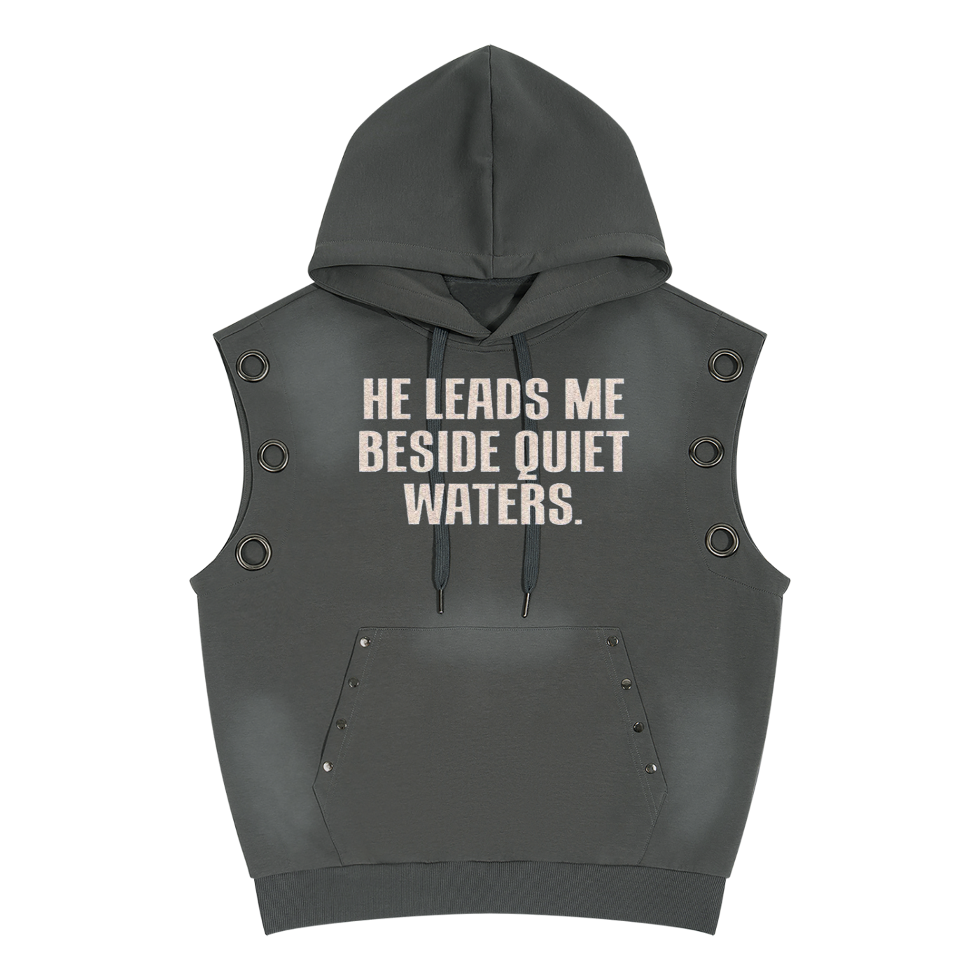 Unisex Vintage Wash Sun Fade Sleeveless Hoodie