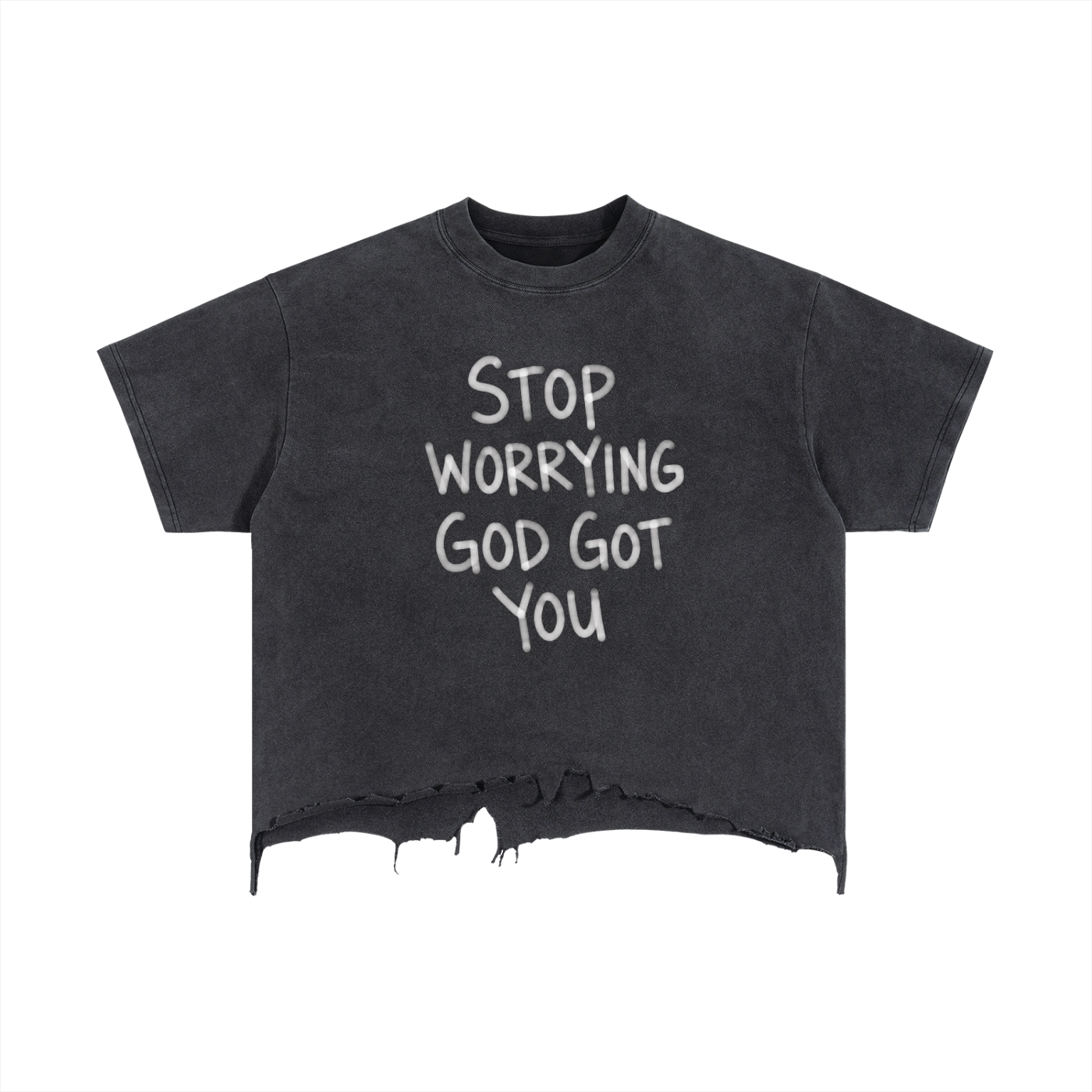 Vintage Wash Boxy Distressed Hem T-Shirt