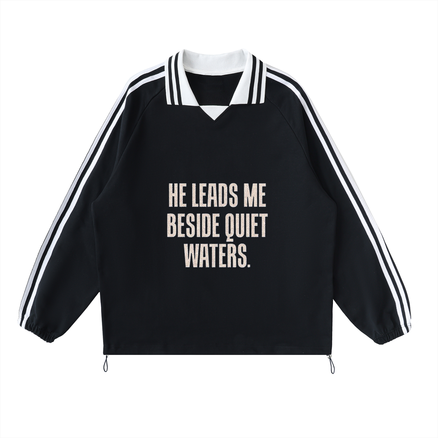 Contrast Striped Lapel Collar Sweatshirt