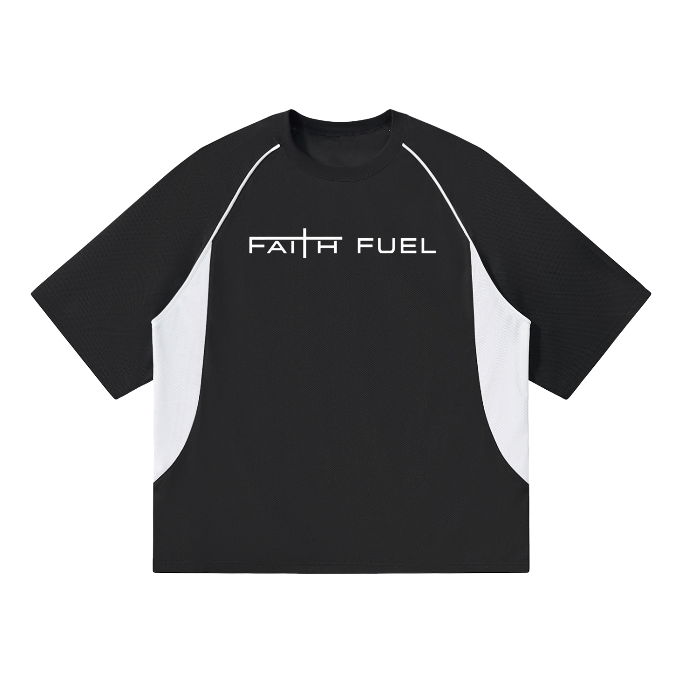 Contrast Piping Panel Raglan T-Shirt