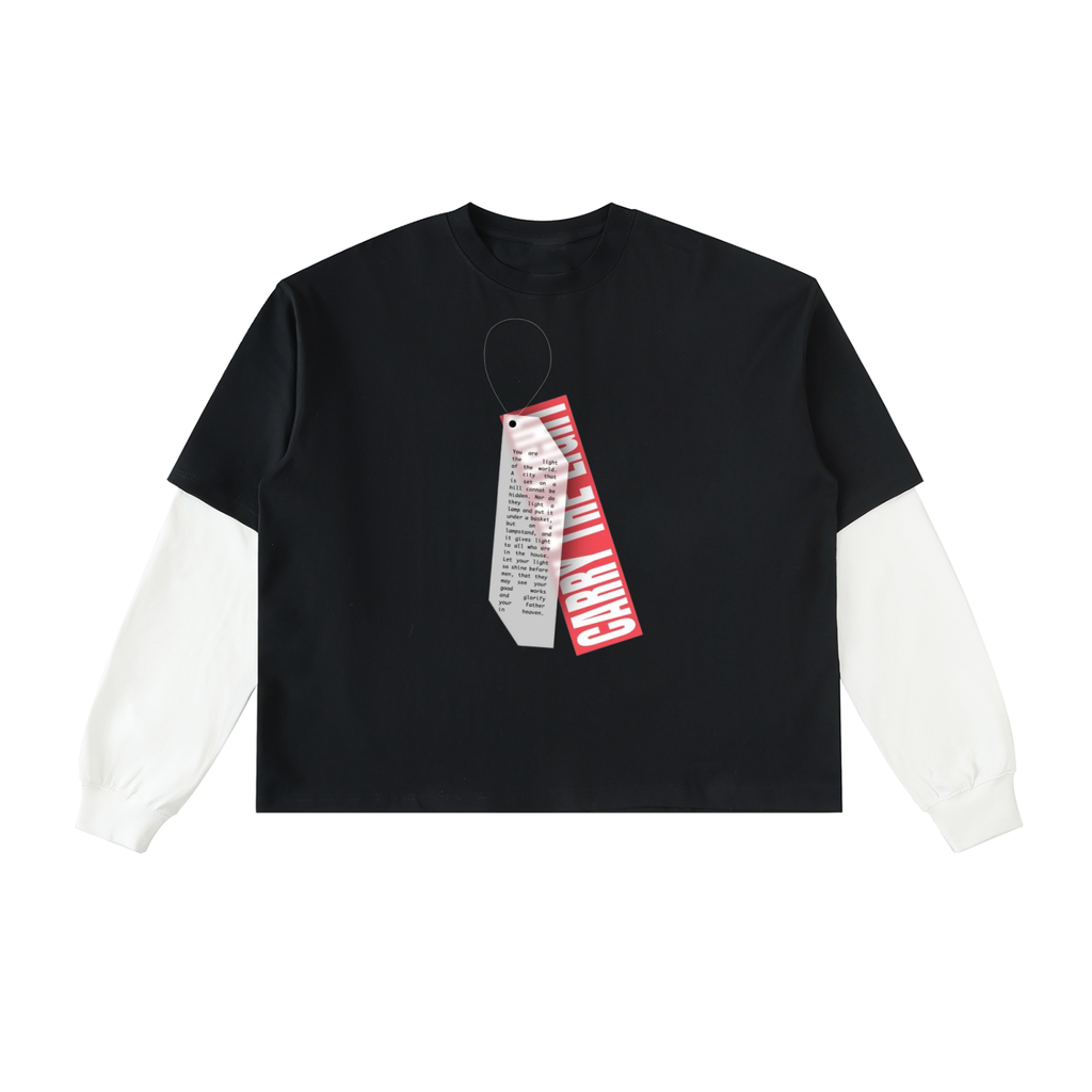Layered Contrast Sleeve Cotton T-Shirt