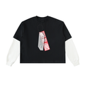 Layered Contrast Sleeve Cotton T-Shirt