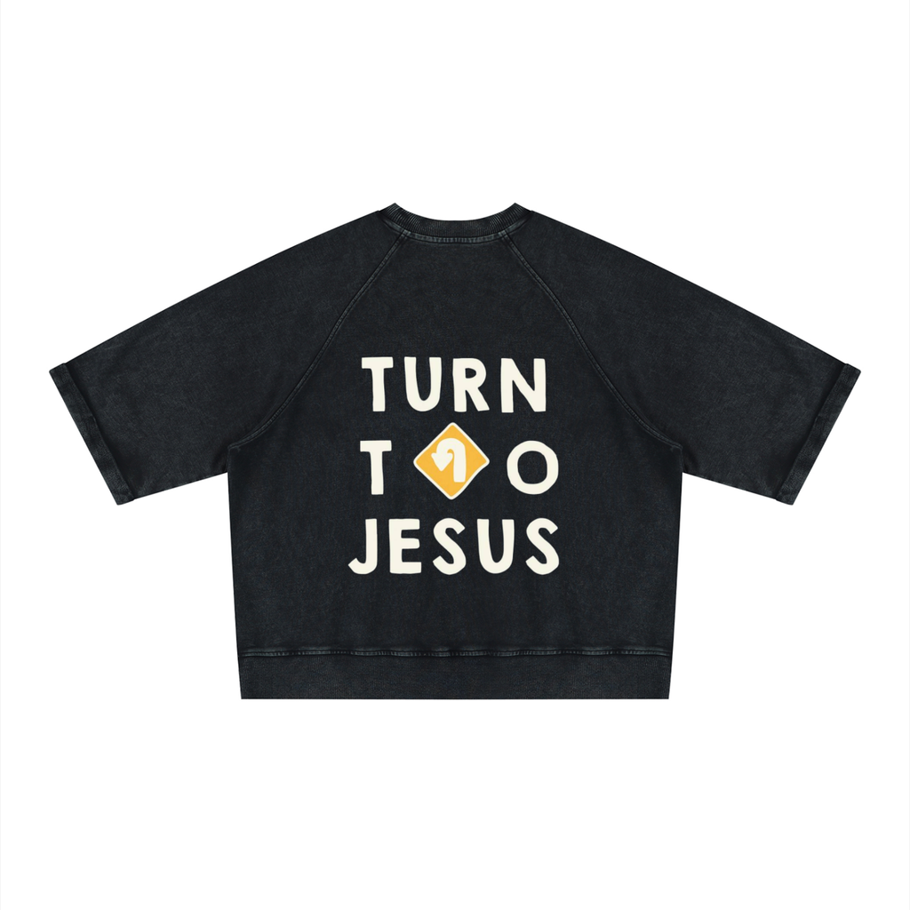 Unisex Vintage Wash Boxy Short Sleeve Sweatshirt