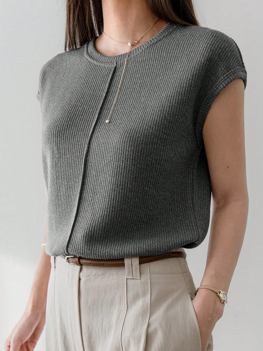 Dazy-Less Women'S Casual Solid Color Patchwork Short Sleeve T-Shirt, Summer Business Casual Women