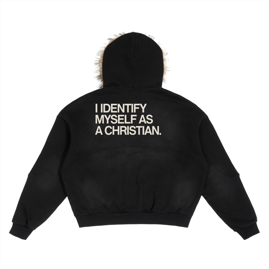 Sun Fade Boxy Detachable Fur Hoodie