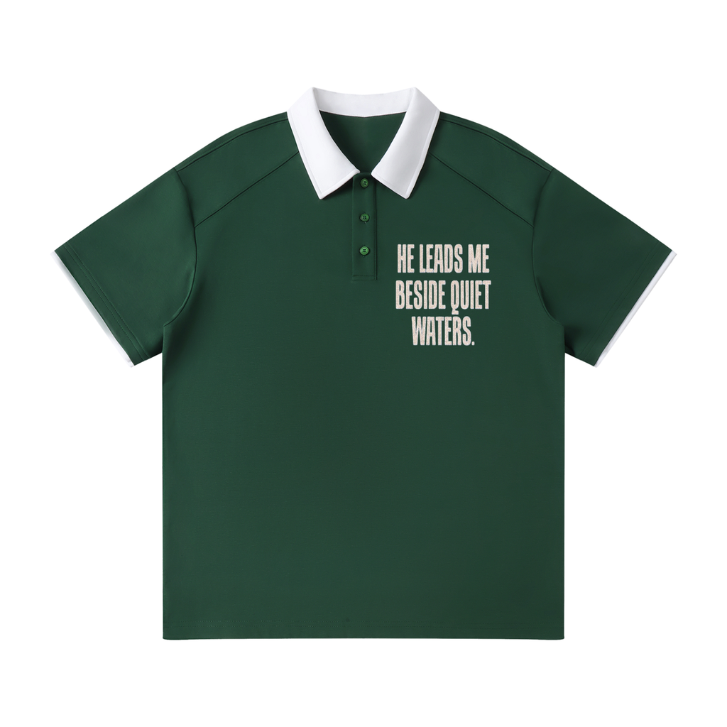 Contrast Collar Raglan Polo Shirt