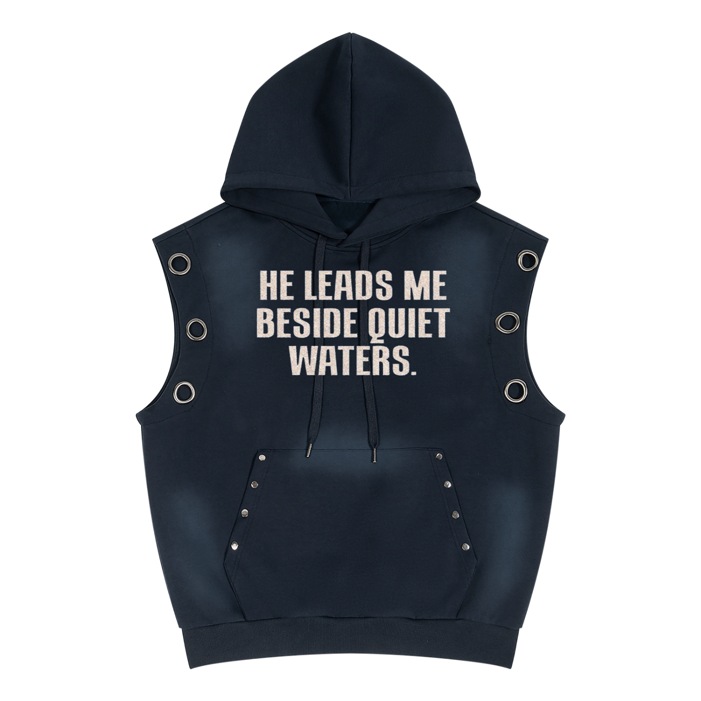 Unisex Vintage Wash Sun Fade Sleeveless Hoodie
