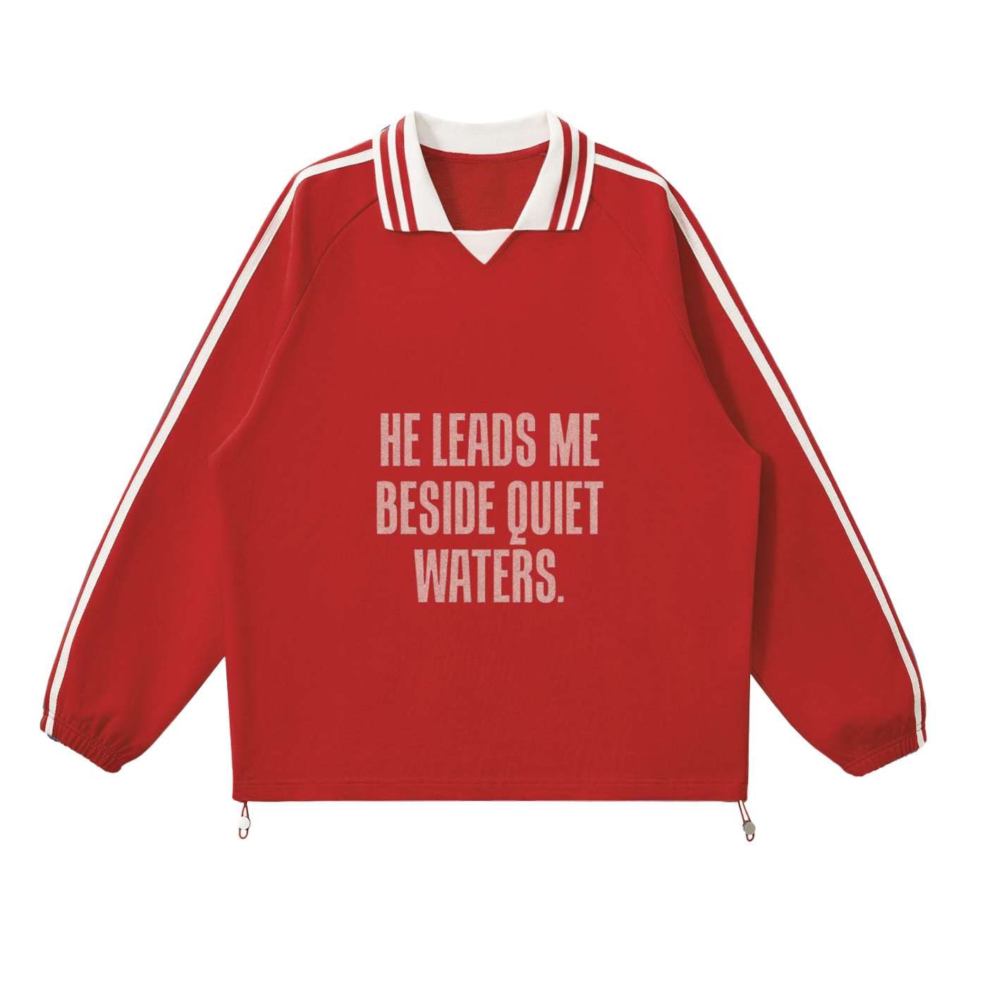 Contrast Striped Lapel Collar Sweatshirt