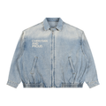 Unisex Vintage Wash Full-Zip Denim Jacket