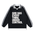 Contrast Striped Lapel Collar Sweatshirt