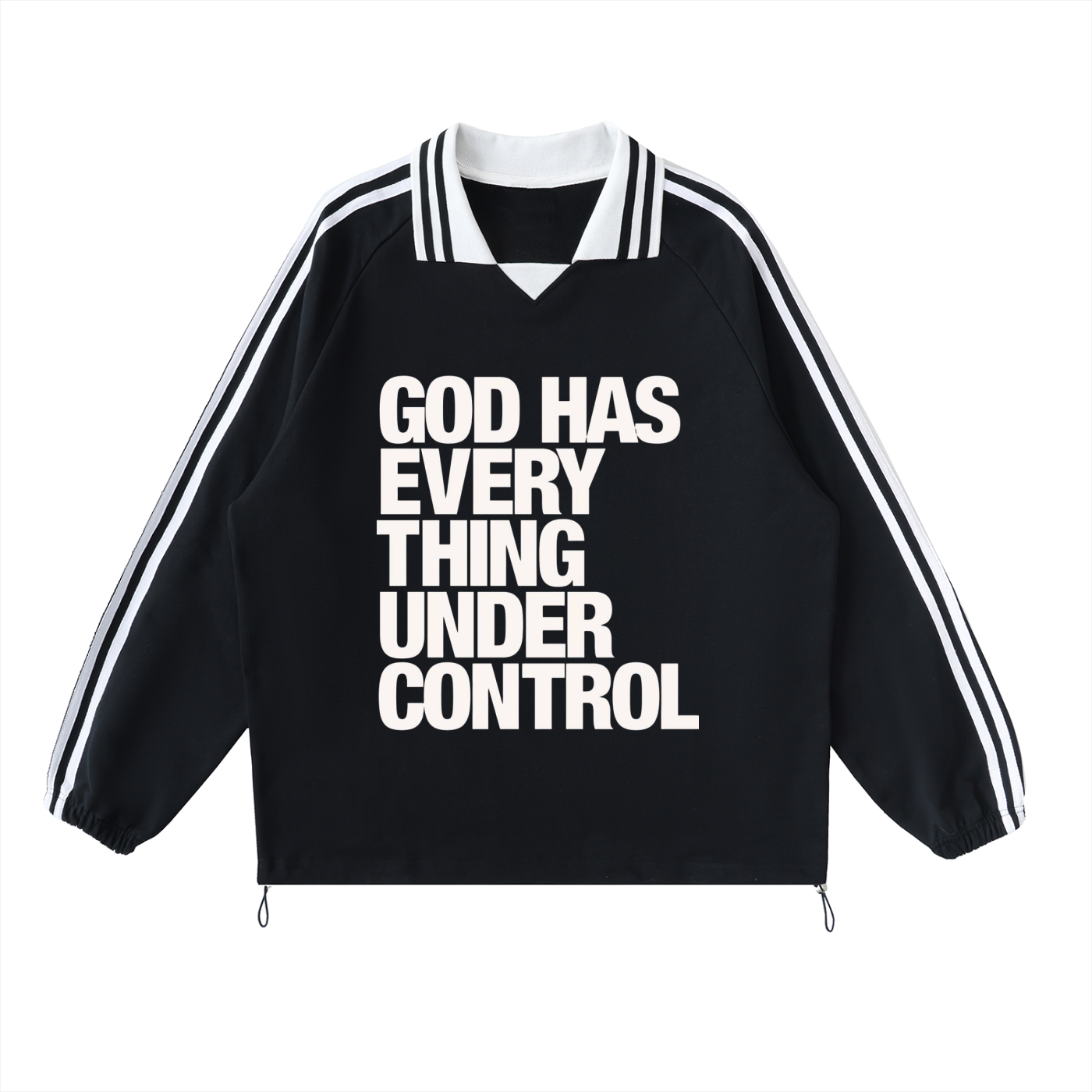 Contrast Striped Lapel Collar Sweatshirt