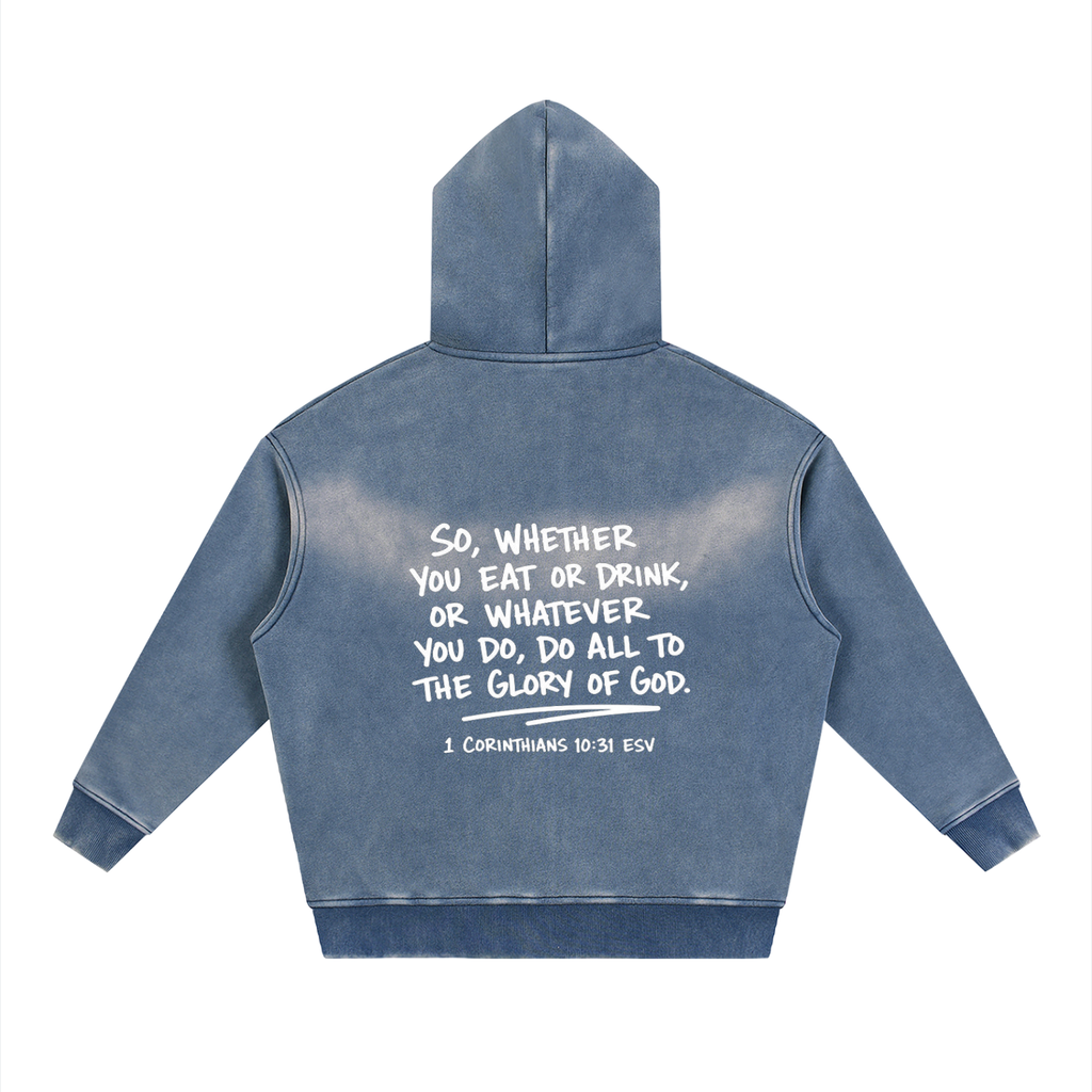 Sunfade Two-way Zipper Boxy Fleece Hoodie