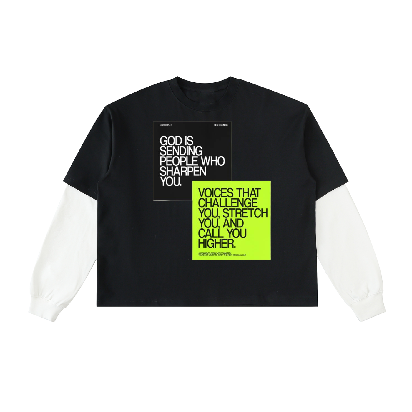 Layered Contrast Sleeve Cotton T-Shirt