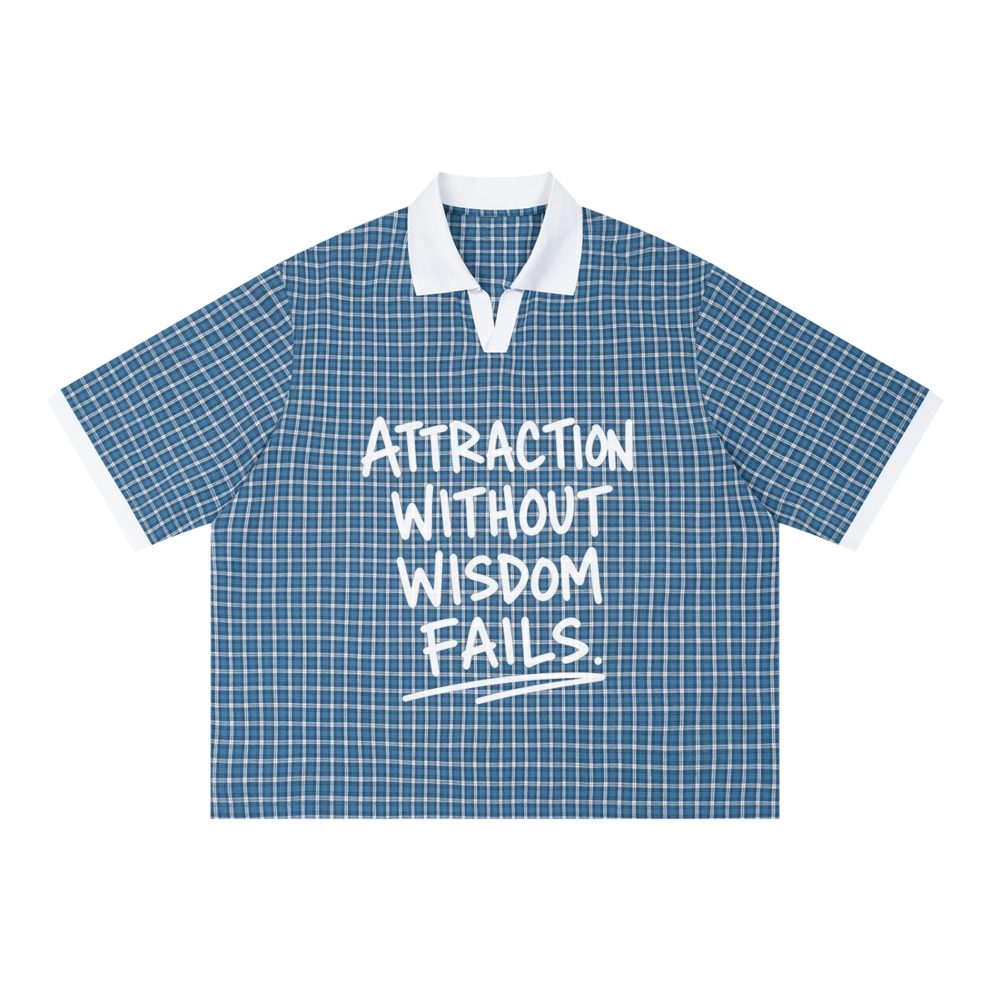 Unisex Boxy Plaid Color Block Polo Shirt