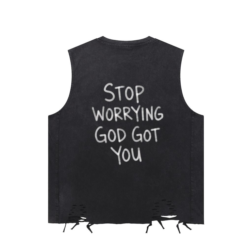 Snow Washed Raw-Hem Tank Top