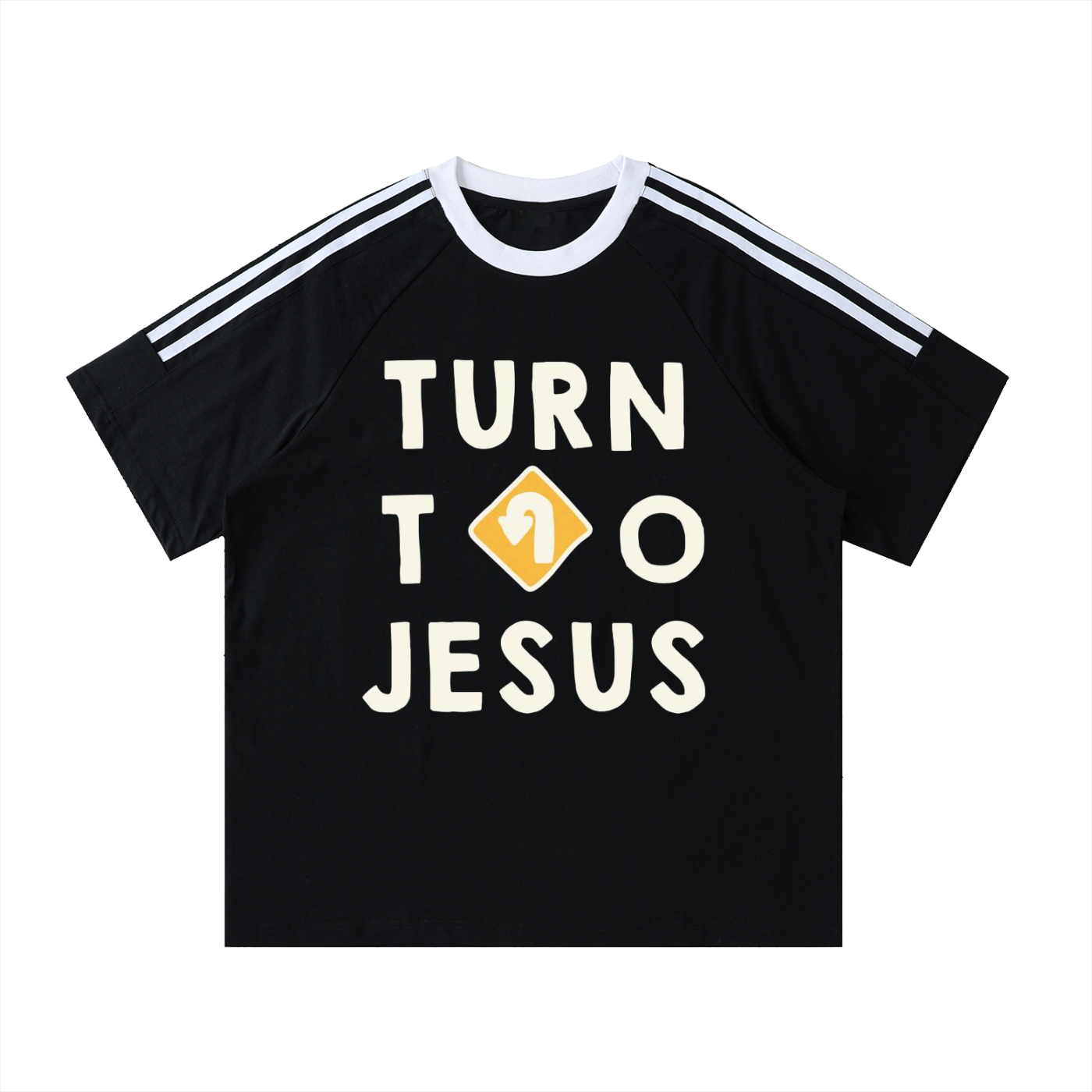 Contrast Tape Crewneck Cotton T-Shirt