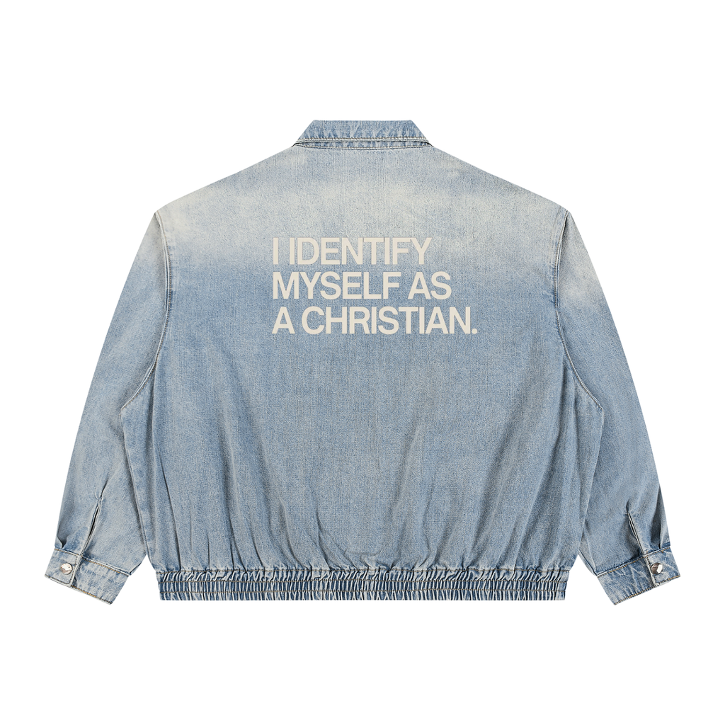 Unisex Vintage Wash Full-Zip Denim Jacket