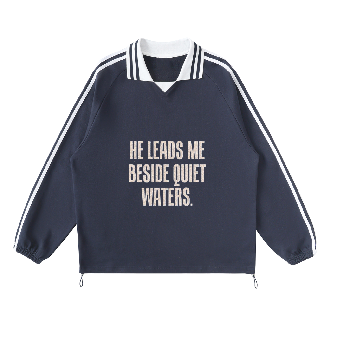 Contrast Striped Lapel Collar Sweatshirt