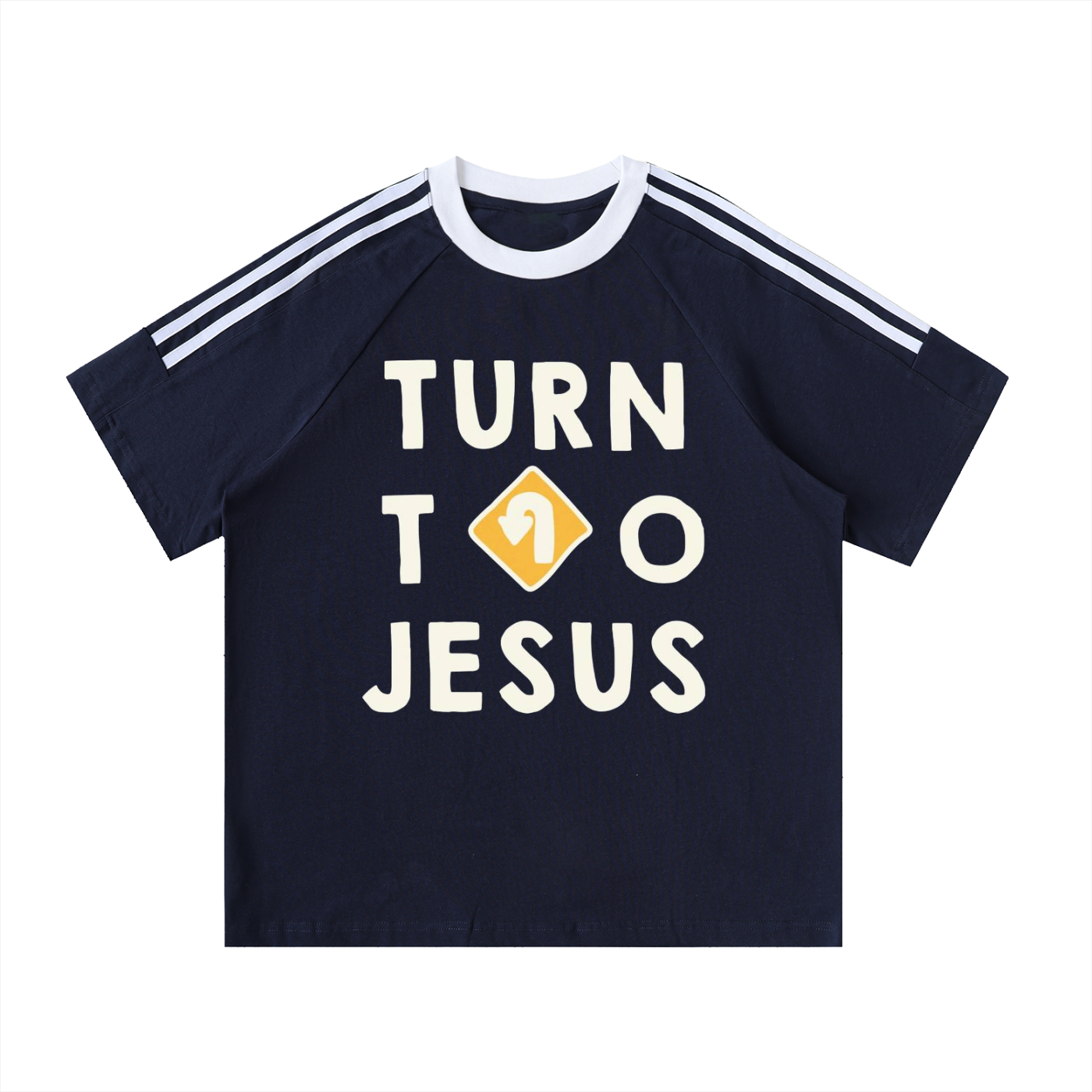 Contrast Tape Crewneck Cotton T-Shirt