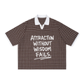 Unisex Boxy Plaid Color Block Polo Shirt