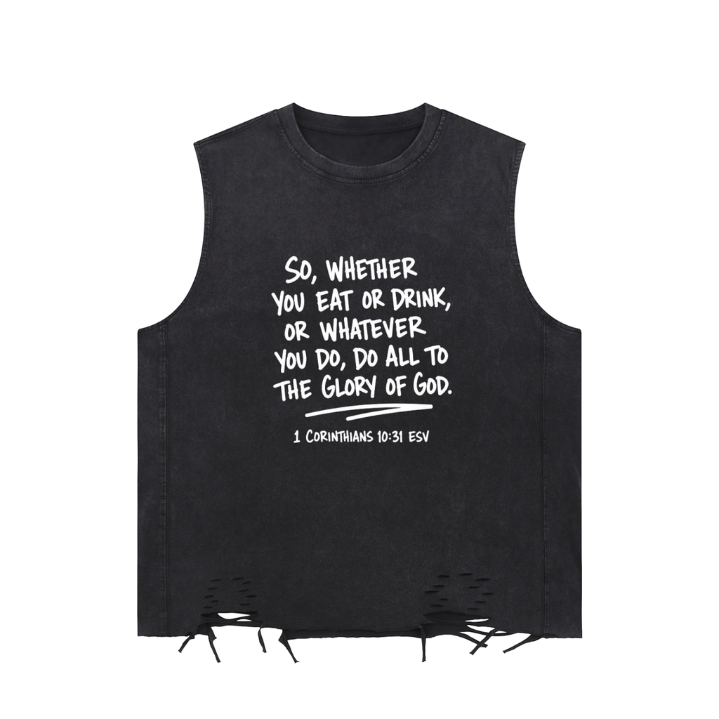 Snow Washed Raw-Hem Tank Top