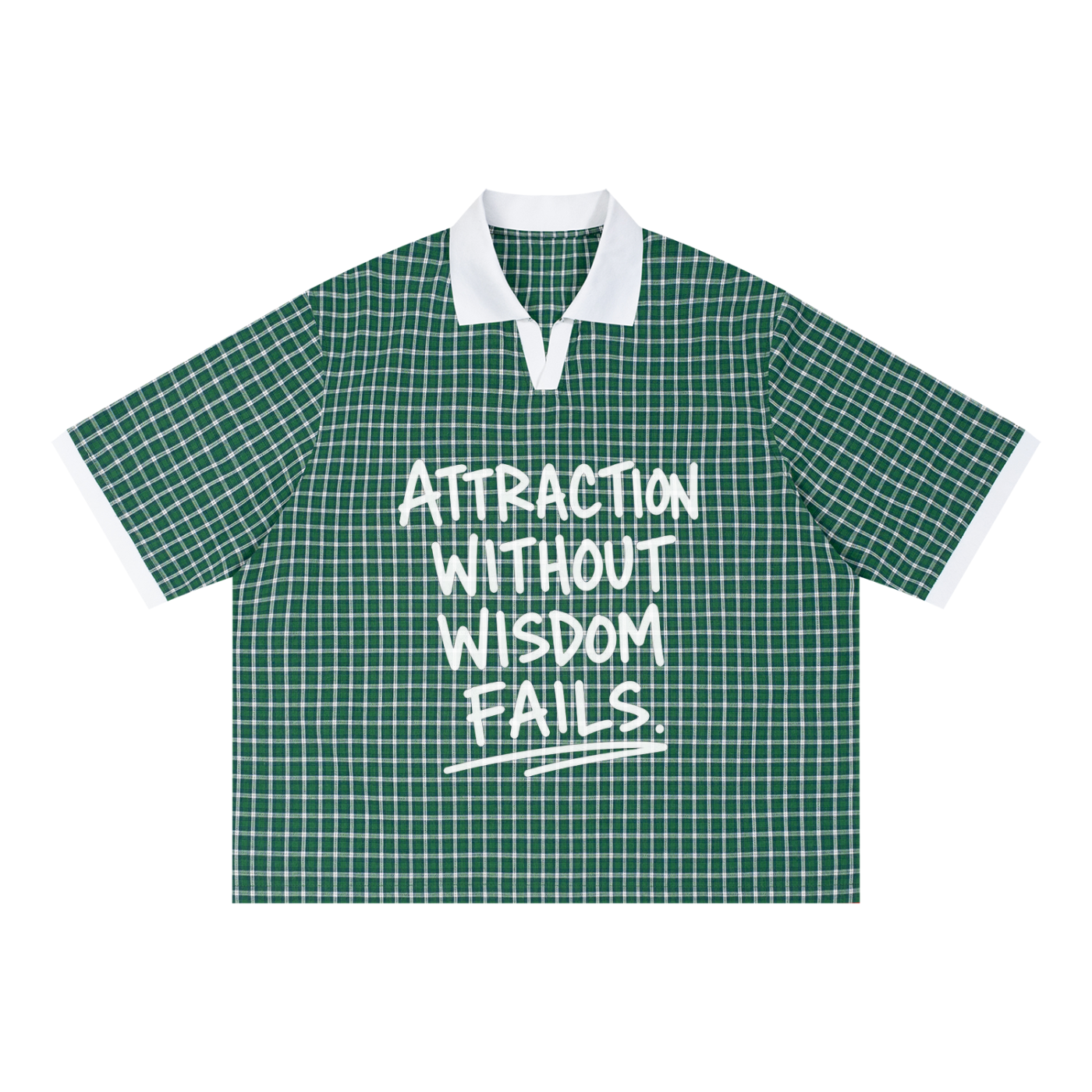 Unisex Boxy Plaid Color Block Polo Shirt